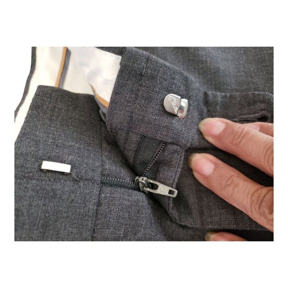 Design Men Dress Pants Flat-Front Slim Fit  Waist Wool-Blend Business & Formal W - Picture 10 of 16